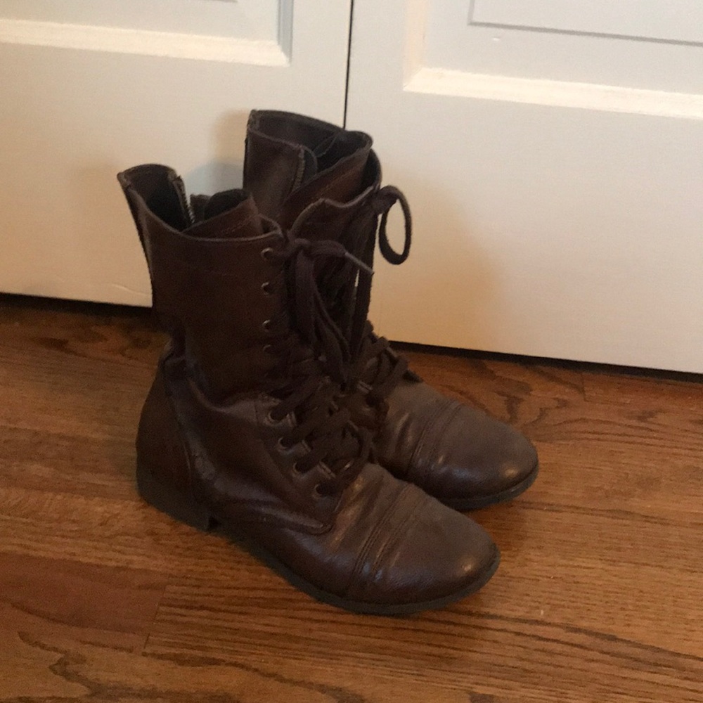 Brown Leather Combat Boots